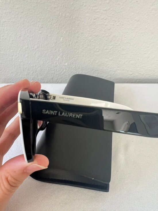 Saint Laurent SL 51F Square Wellington Shaped White Black Acetate Sunglasses main image 2
